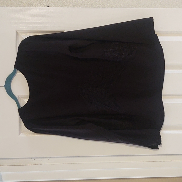 NWOT black, lace accent blouse - Picture 2 of 3